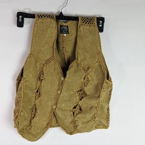 Ying Ying crocheted leather patchwork vest